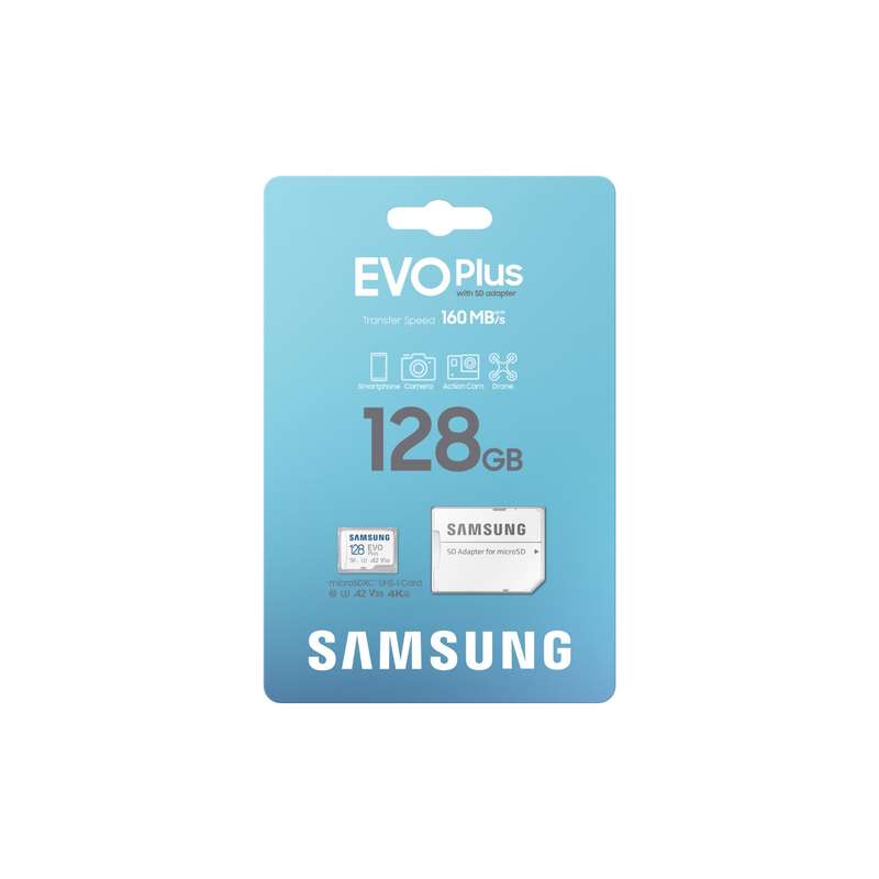 128GB Samsung Evo Plus Micro SD XC Memory Card and Adapter