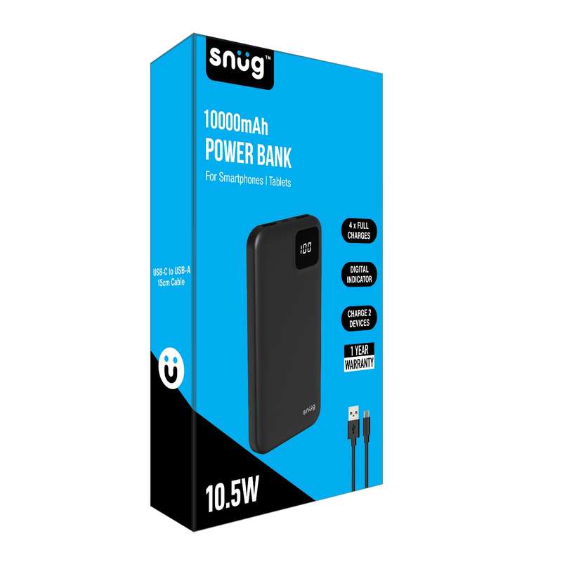 Snug Power Bank 10000mAh - with LED Indicator - Black