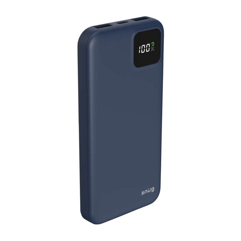 Snug Power Bank 10000mAh - Square Digital 20W PD Charger - Blue