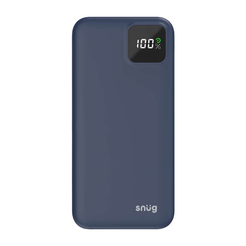 Snug Power Bank 10000mAh - Square Digital 20W PD Charger - Blue