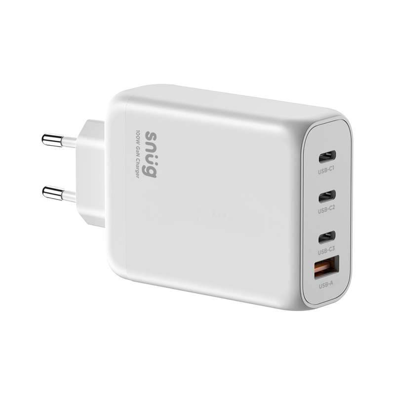 Snug 100W 4 Port White PD Fast Charge GaN Wall Charger