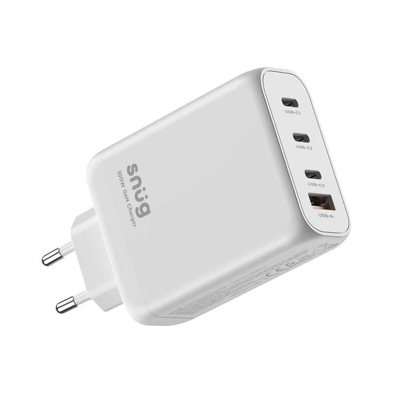 Snug 100W 4 Port White PD Fast Charge GaN Wall Charger