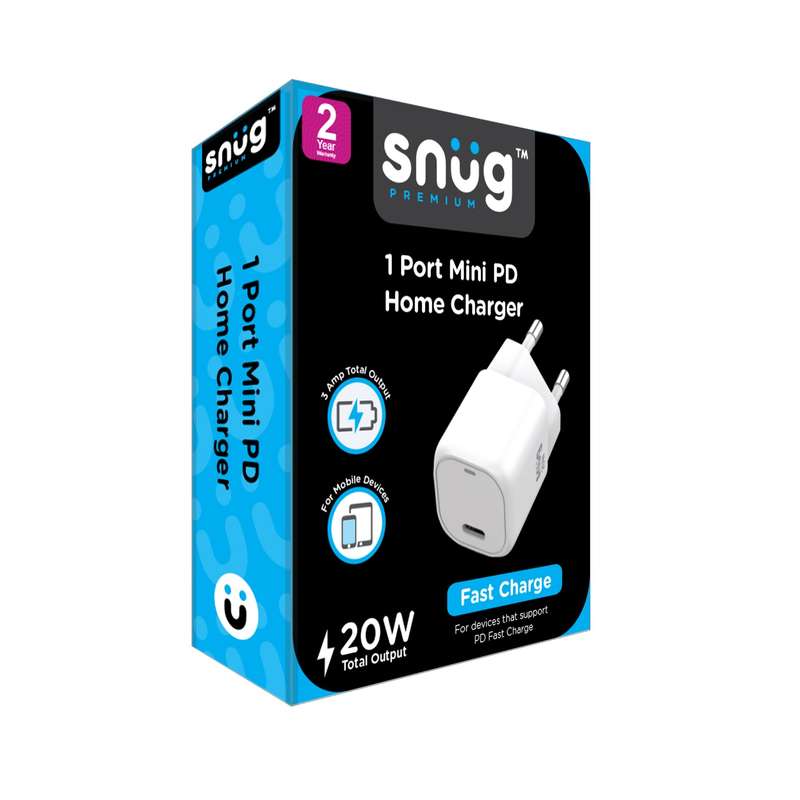 Snug 20W Wall Charger - 1 Port Fast Charger - White