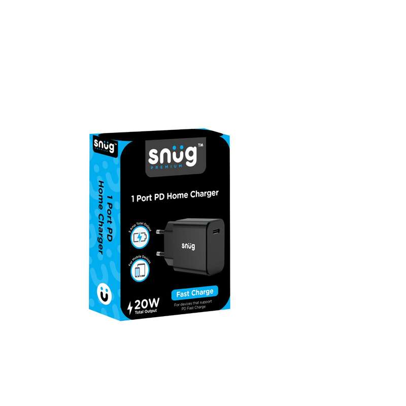 Snug 20W Wall Charger - Fast Charging Adapter 1 Port Black