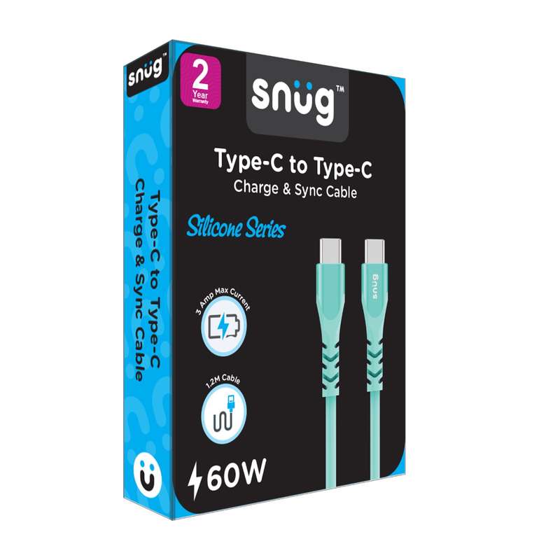 Snug 60W Type C To Type C 1.2M Blue Charging Cable