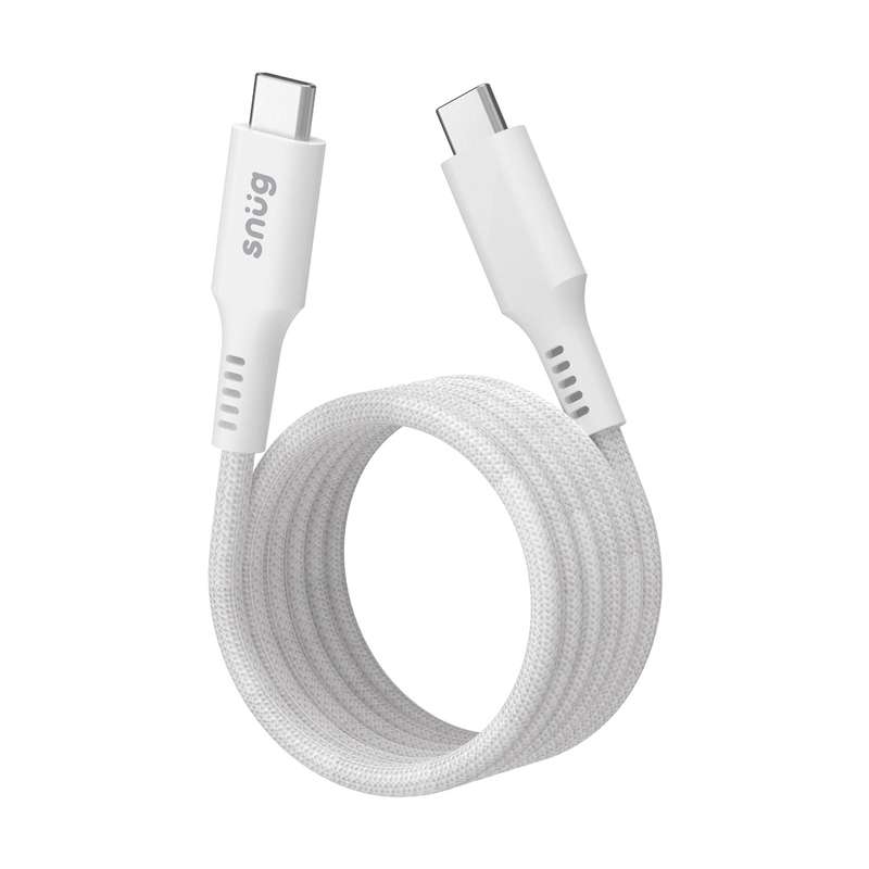 Snug 60W Type-C To Type-C Cable - Fast Charge 1.2m Mag Wht