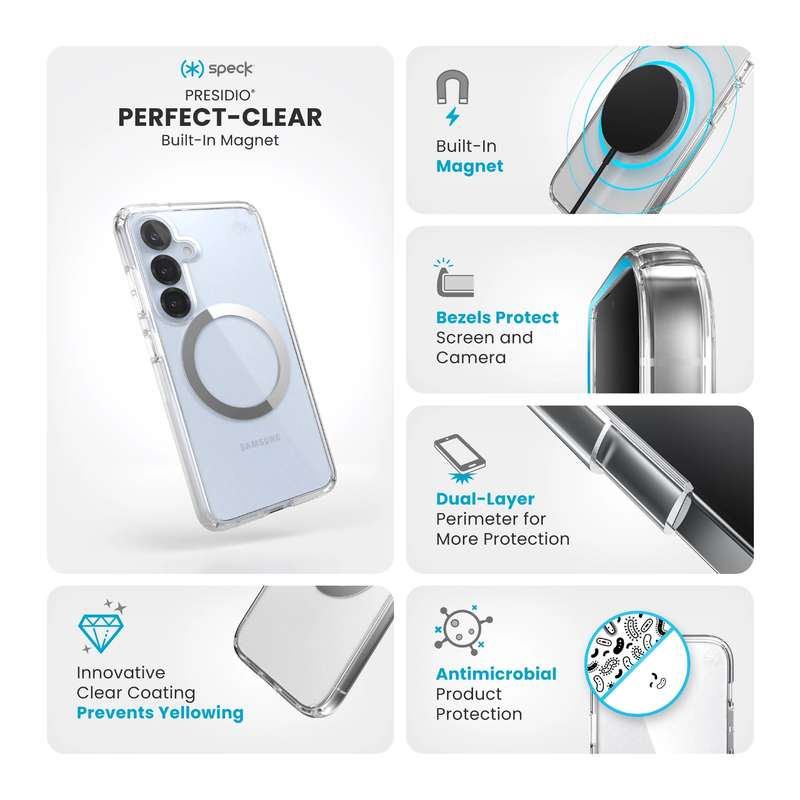Samsung Galaxy S25 Speck Presidio Perfect Clear MagSafe Case