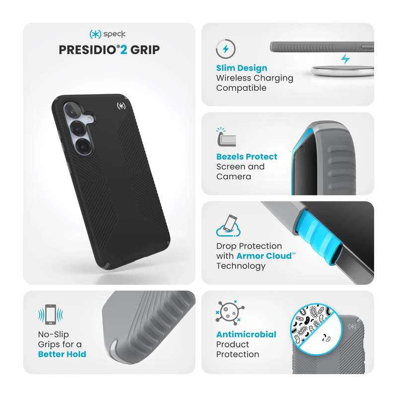 Samsung Galaxy S25+ Case - Speck Presidio2 Grip Cover - Black