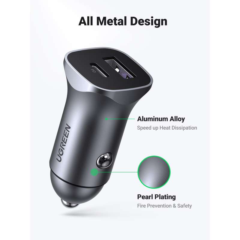 UGREEN 30W Car Charger  Fast Charge Charging Adapter 2 Port