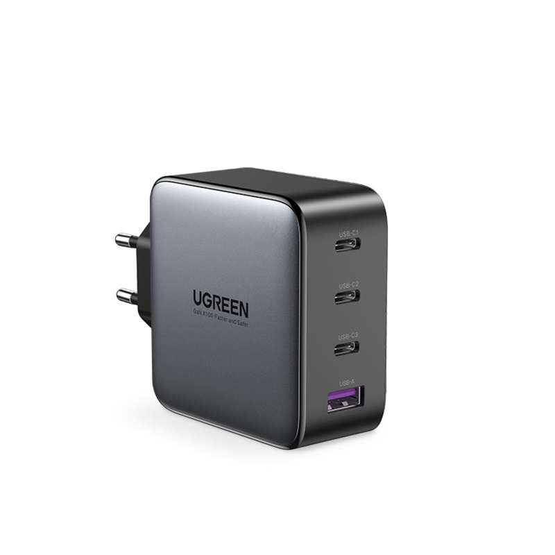 UGREEN 100W GaN Charger - 4 Port Fast Charger - Black