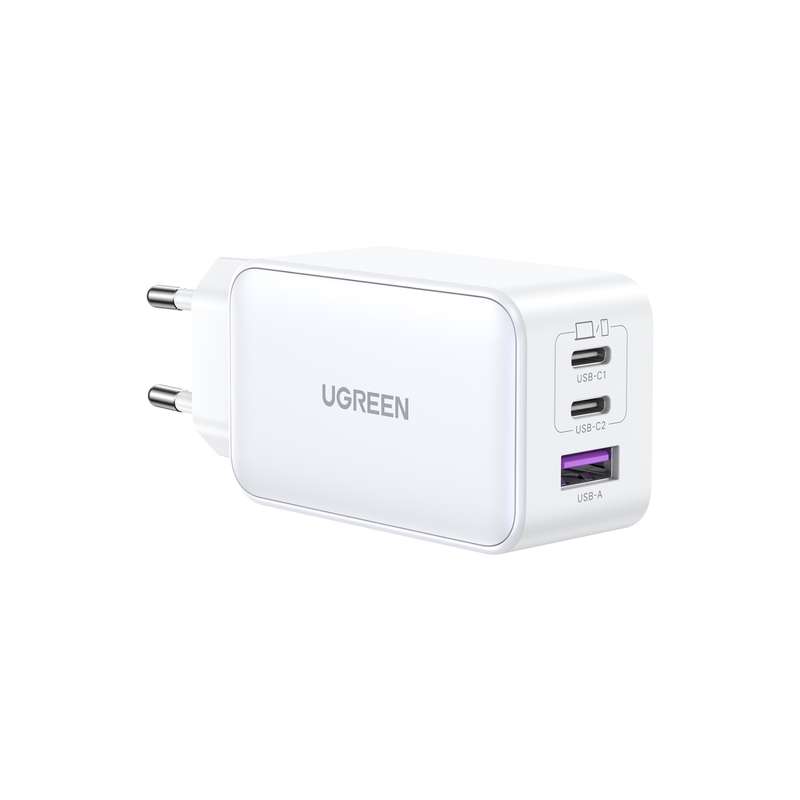 UGREEN 65W GaN Charger - 3 Port Fast Charger - White