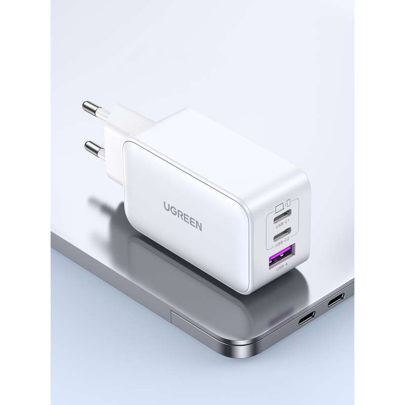 UGREEN 65W GaN Charger - 3 Port Fast Charger - White
