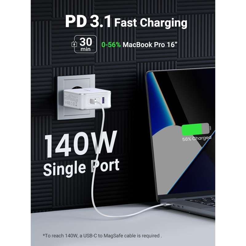 UGREEN 140W GaN Wall Charger  Fast Charging Adapter White