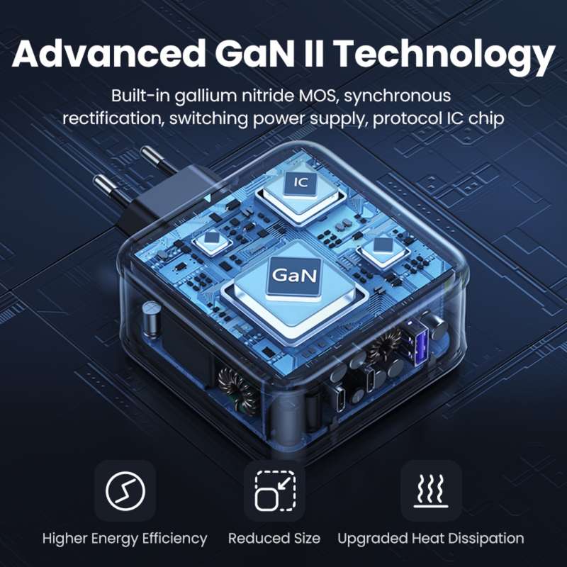 Grey UGREEN 140W GaN Charger 3 Port PD Fast Charge Wall Adapter