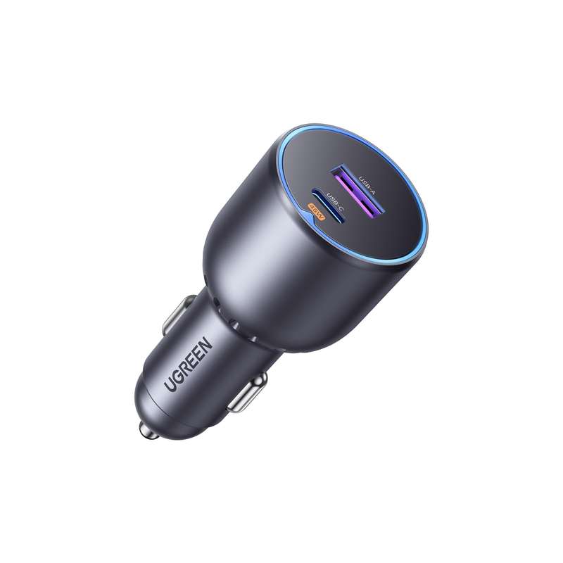 UGREEN 63W Car Charger - 2 Port Fast Charge - Grey