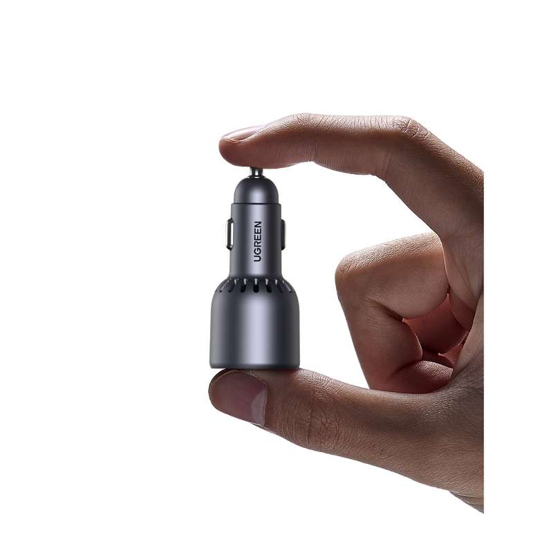 UGREEN 75W Car Charger - 3 Port Fast Charge - Space Grey