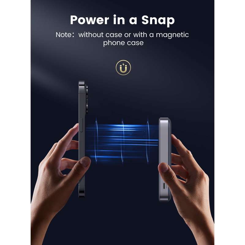 UGREEN Wireless PD Power Bank 10000mAh With Kickstand - 20W Magnetic - Grey
