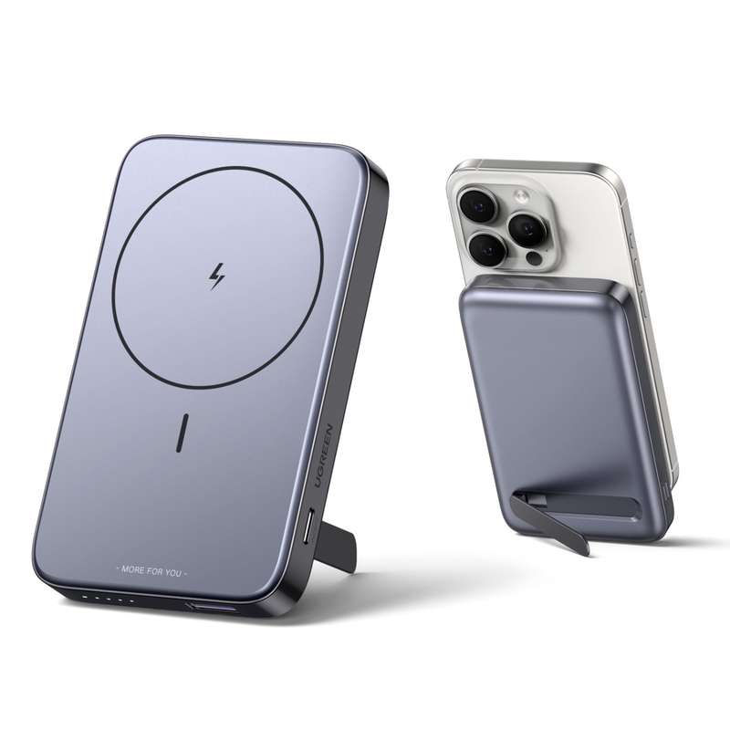 UGREEN Wireless PD Power Bank 10000mAh With Kickstand - 20W Magnetic - Grey