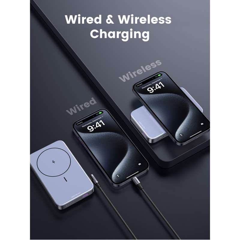 UGREEN Wireless PD Power Bank 10000mAh With Kickstand - 20W Magnetic - Grey