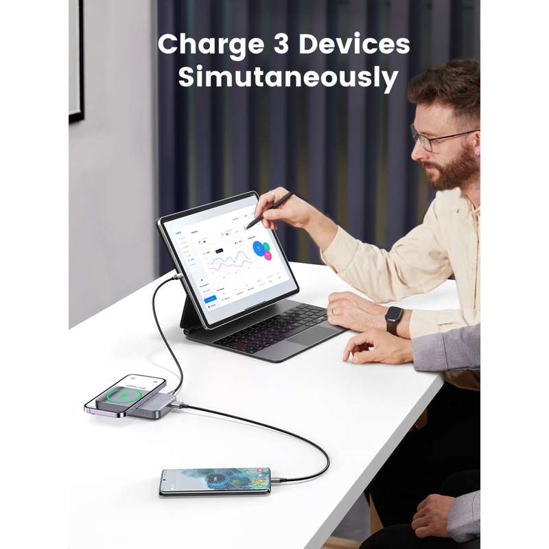 UGREEN Wireless PD Power Bank 10000mAh With Kickstand - 20W Magnetic - Grey