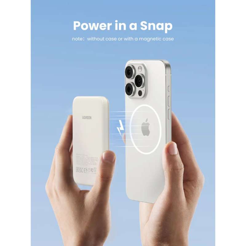 UGREEN Wireless Power Bank 5000mAh - 15W Magnetic - White