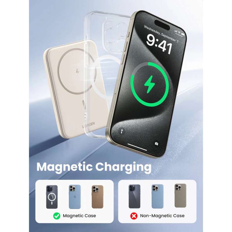 UGREEN Wireless Power Bank 5000mAh - 15W Magnetic - White