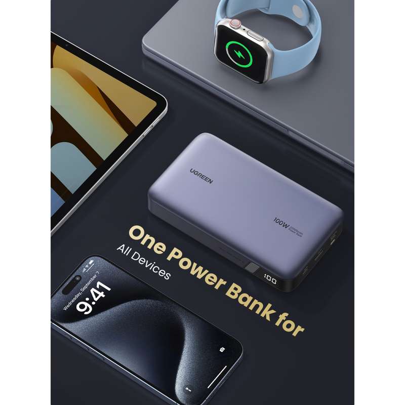 UGREEN Power Bank 20000mAh - 100W PD Charger - Grey
