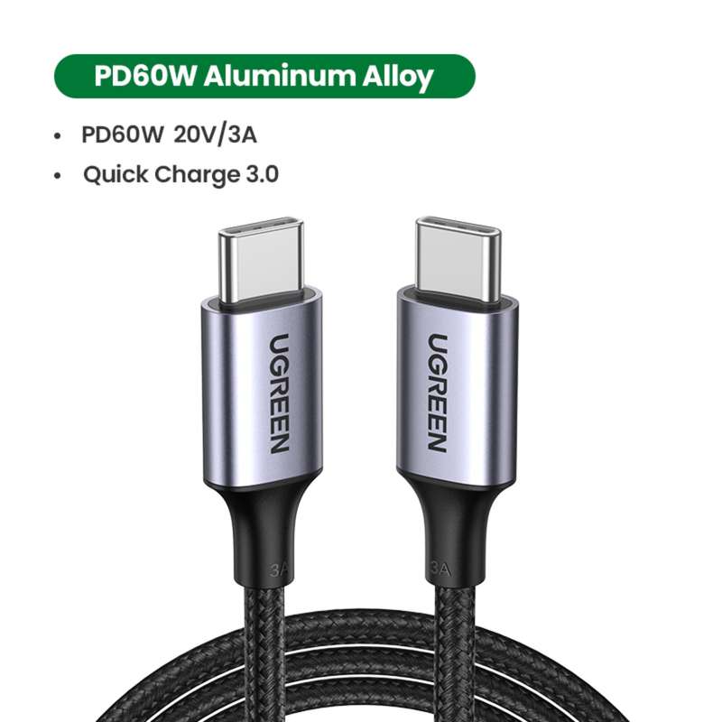 UGREEN 60W Type C To Type C Cable - 1m Black
