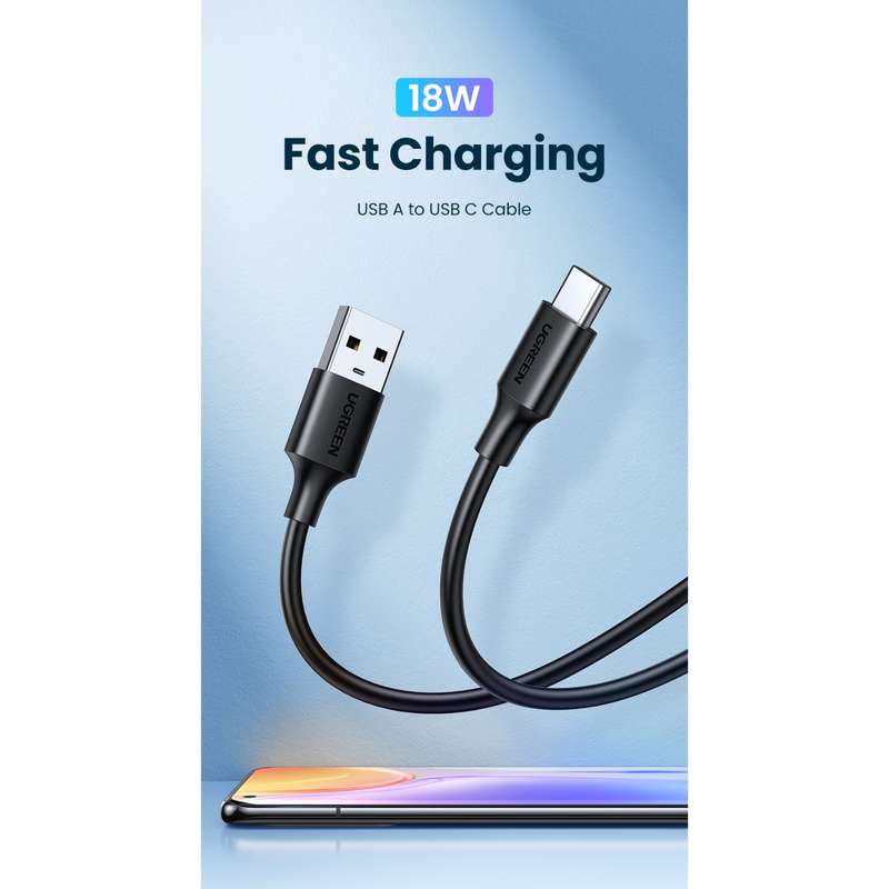 UGREEN 18W USB To Type C Cable - 1m Black