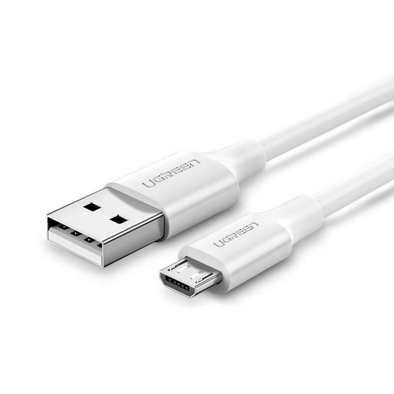 White UGREEN 10W USB to Micro USB 2M Charging Cable