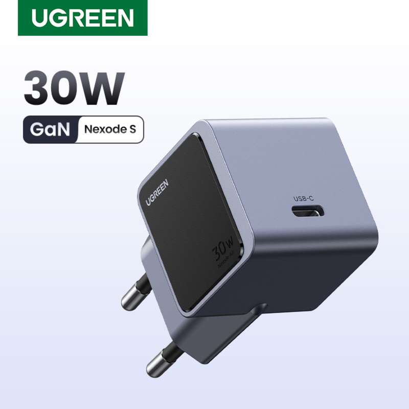 UGREEN Nexode 30W PD Wall Charger - 1 Port GaN Charger - Grey & Black