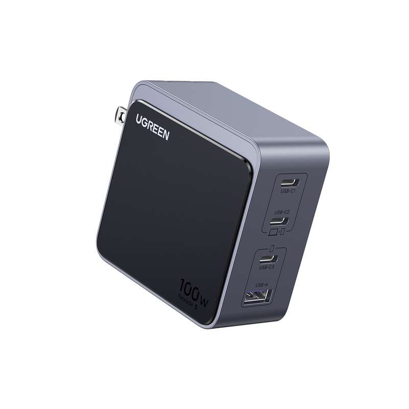 UGREEN Nexode 100W Wall Charger - 4 Port Fast Charger - Grey & Black