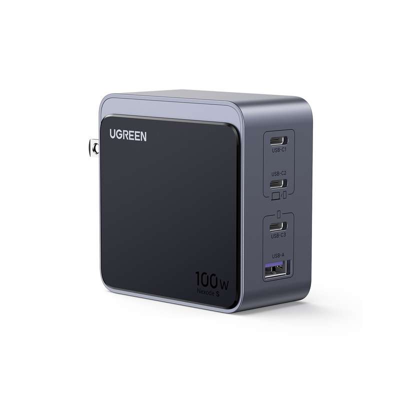 UGREEN Nexode 100W Wall Charger - 4 Port Fast Charger - Grey & Black