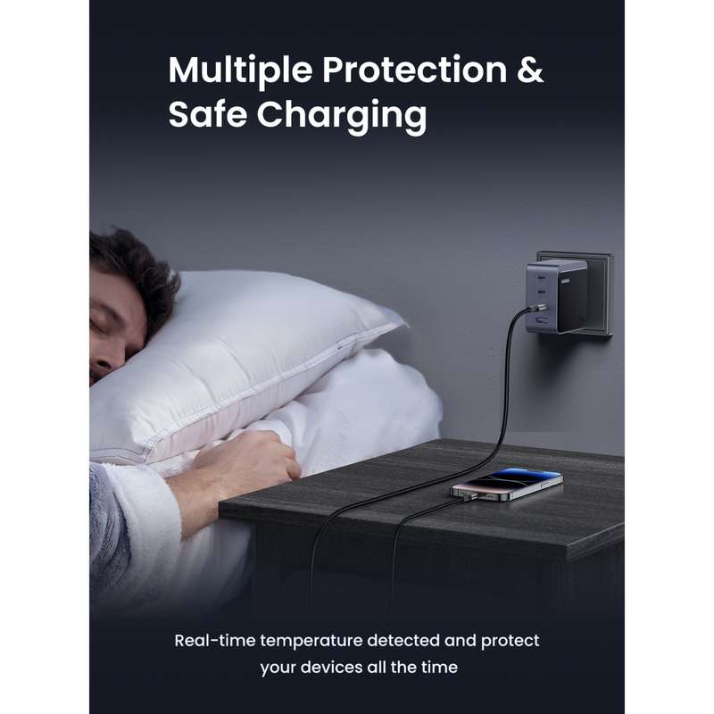 UGREEN Nexode 100W Wall Charger - 4 Port Fast Charger - Grey & Black