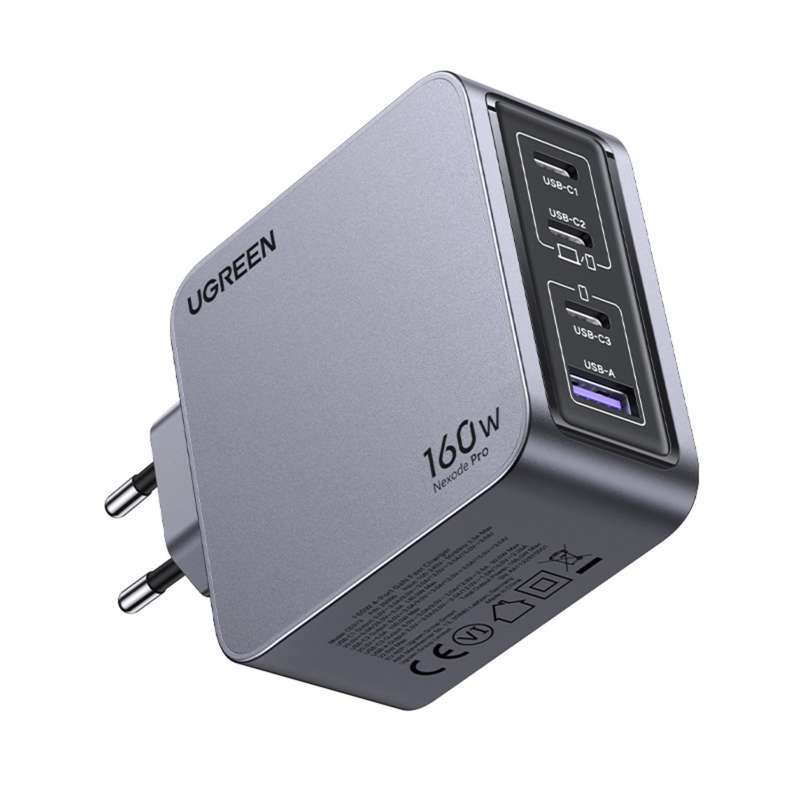 UGREEN Nexode 160W Wall Charger - 4 Port Fast Charger - Grey