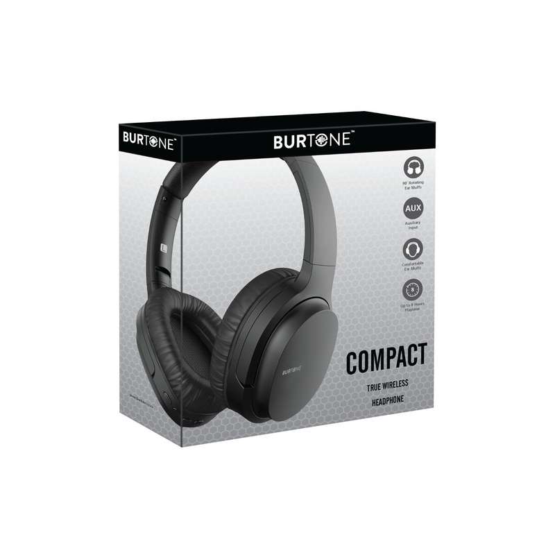 Burtone Compact Bluetooth Headphones - Black