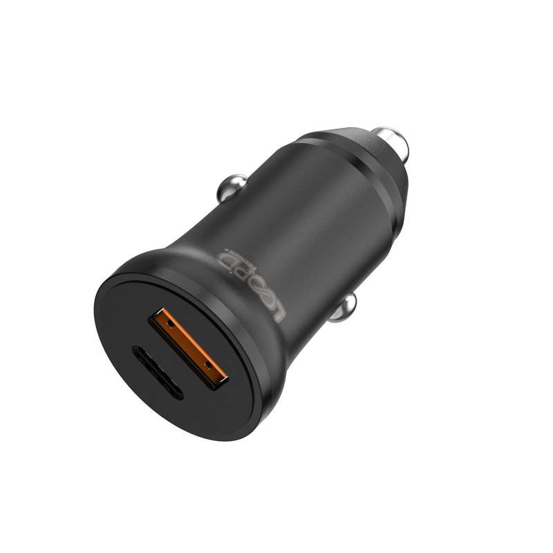 Loopd 20W Cigarette Charger - 2 Port Fast Charge - Black