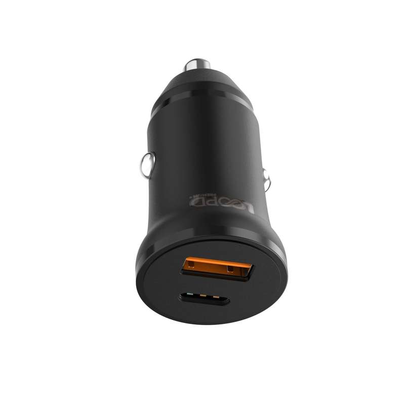 Loopd 20W Cigarette Charger - 2 Port Fast Charge - Black