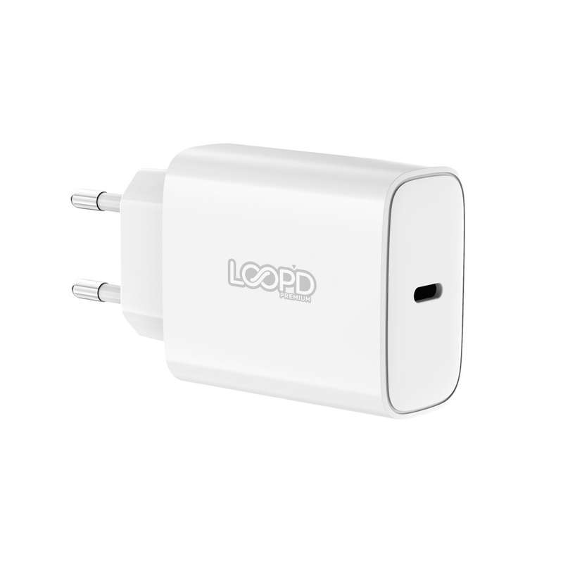 Loopd 20W Wall Charger - 1 Port Fast Charging Adapter - White