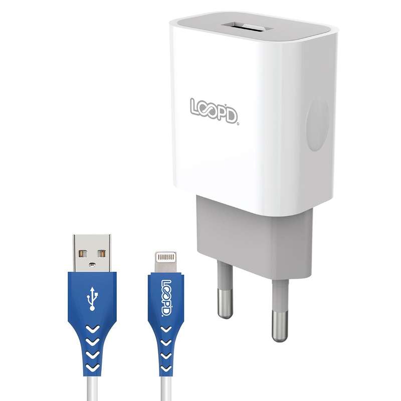 Loopd 10.5W Wall Charger with Lightning Cable - 1 Port White