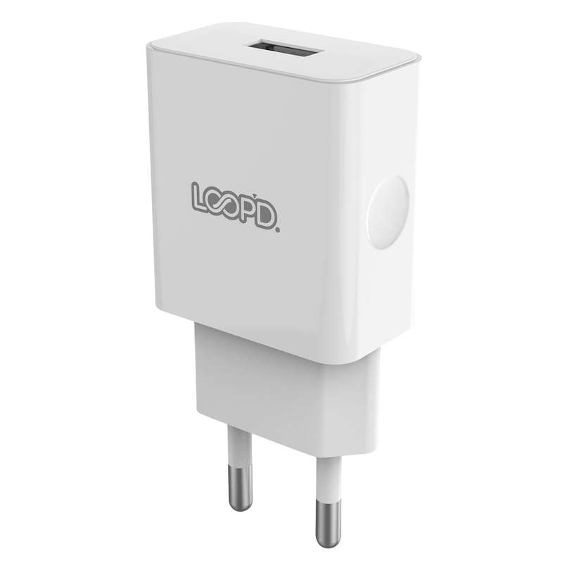 Loopd 10.5W Wall Charger - 1 Port Charging Adapter - White
