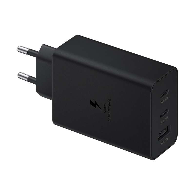 Samsung 65W Wall Charger - 3 Port Fast Charger - Black