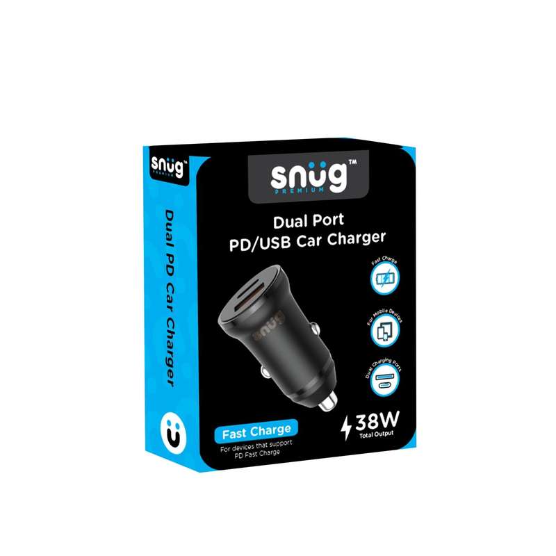 Snug 38W Car Charger - Fast Charge Charging Adapter - 2 Port