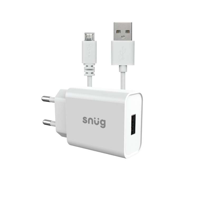 Snug 10.5W Wall Charger with USB to Micro USB Cable - White