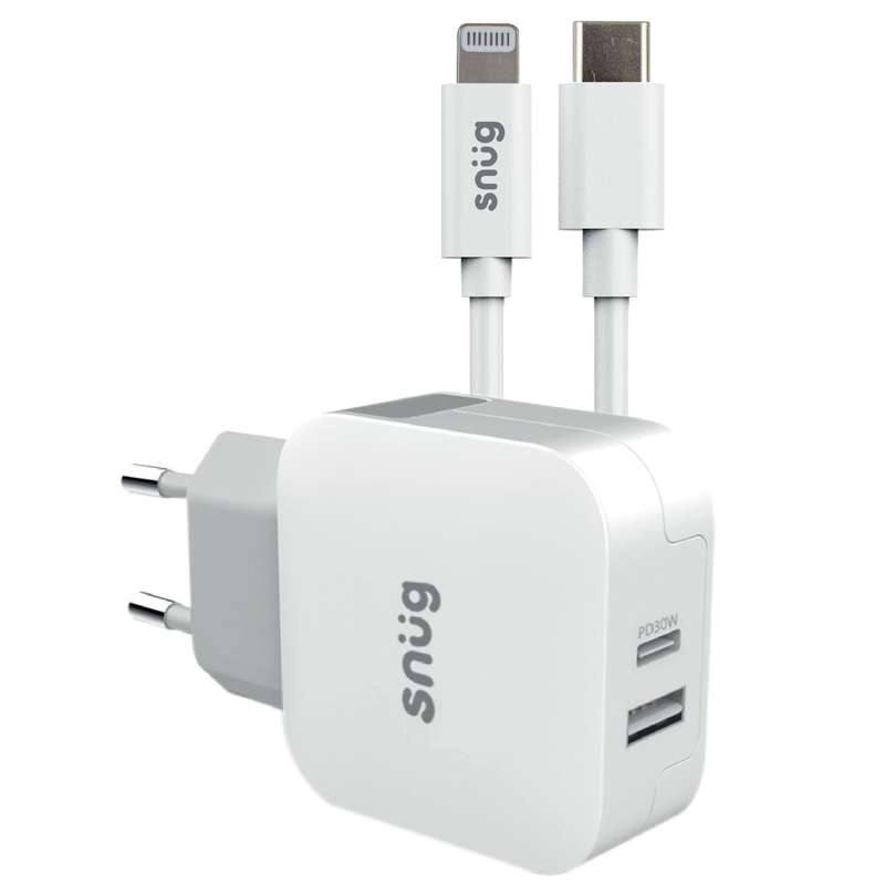 Snug 30W Fast Wall Charger with Type-C to Lightning Cable