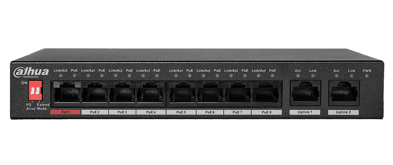 Dahua 8-Port PoE Unmanaged Desktop Switch with 2 Up-Link
