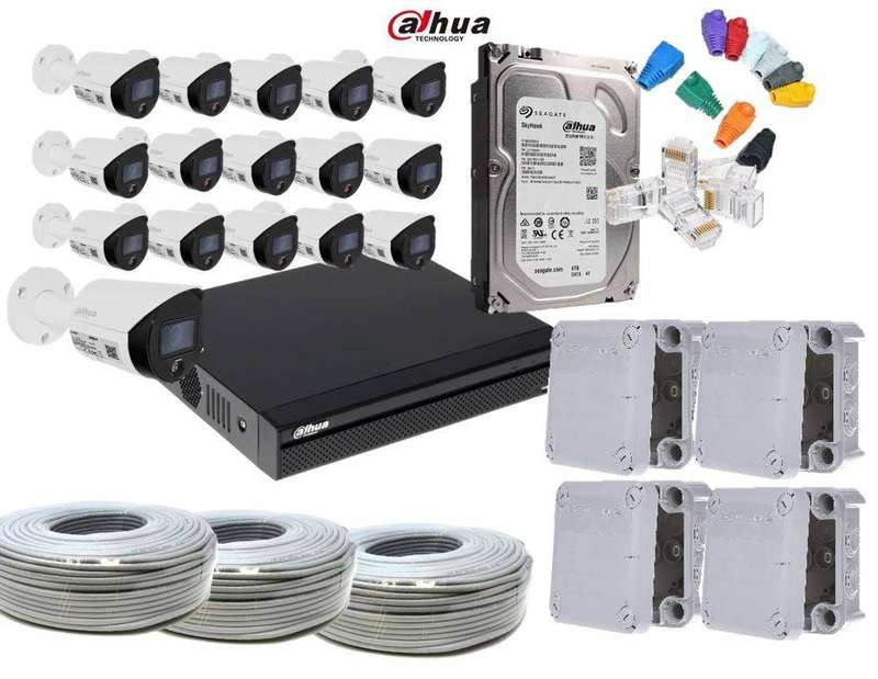 Dahua 16 Channel Full-Color Wizsense NVR CCTV Kit With 2MP Bullet Full-color Cameras &, 4TB HD...