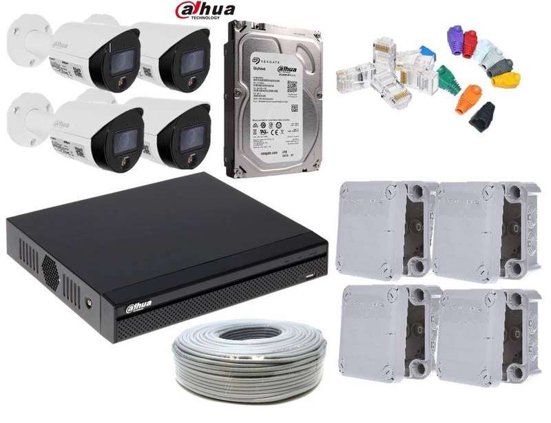 Dahua Full color 4 channel with 2mp full-color NVR bullet 2TB HDD  Bundle IP Camera system
