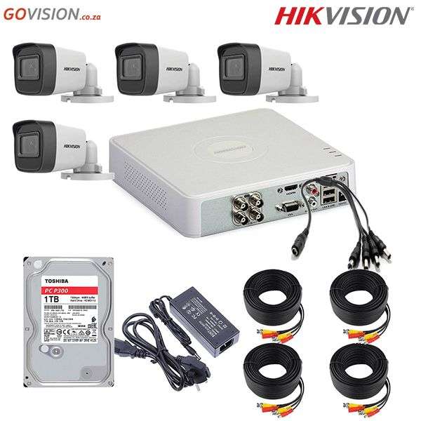 Hikvision 1080P 4 Channel CCTV Kit With 2MP IR Bullet Cameras &amp; 1TB HDD Bundle