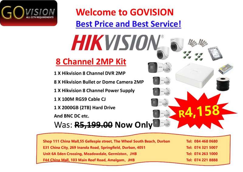 HIKVISION 8 CHANNEK 2MP KIT